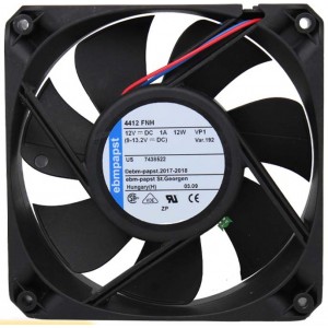 Ebmpapst 4412FNH 12V 1A 12W 2wires Cooling Fan